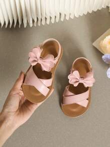 Girls' Lovely Flat Sandals With Bowknot And Soft Sole For Summer - Pink - View 1