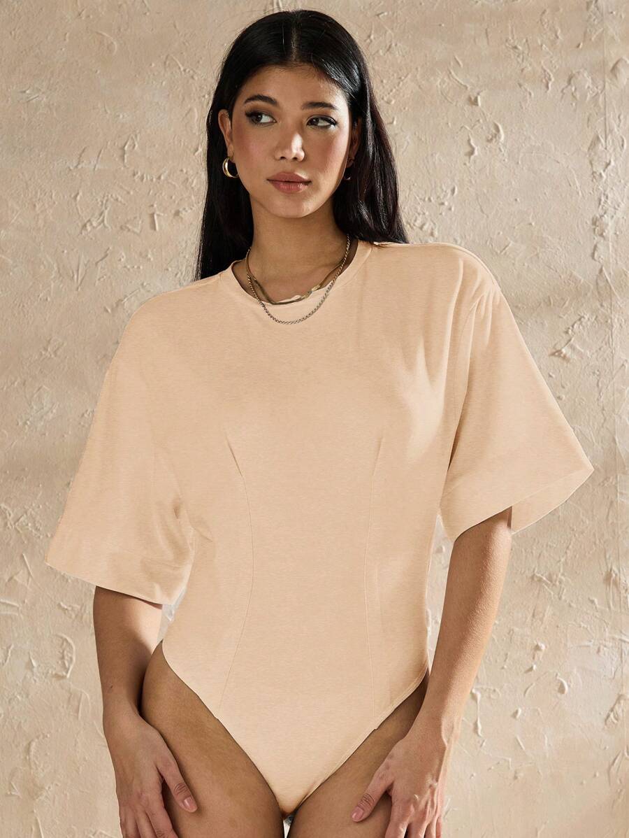 Forever 21 Nuevo diseño casual de camiseta de manga corta en formato de body para verano - Albaricoque - Ver 1