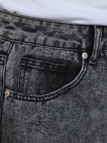 Men's Solid Color Casual Straight-Leg Jeans - Grey - View 6