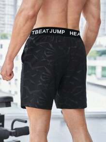 Manfinity Running Pantaloncini sportivi da uomo con vita stretta, stile boyfriend, con tasche e stampa di lettere