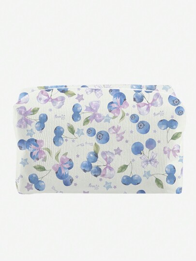 Kawaii Cute Blueberry Pattern Octagonal Velvet Cosmetic Bag (Hot Item)