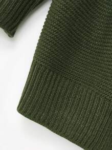 SHEIN LUNE Plus Solid Drop Shoulder Casual Cardigan For Dailywear - Dark Green - View 4