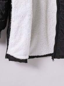 SHEIN Teen Girls Casual Simple Style Urban Fleece Jacket Coat With Warm Padding