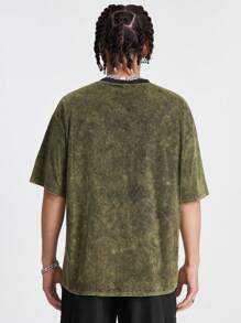 Manfinity VCAY Men's Summer Acid-Washed Round Neck Short Sleeve Casual T-Shirt - Yellow - View 2