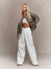 MISSGUIDED Double Sleeved Cargo Jacket Winter Wear - Army Green - View 4