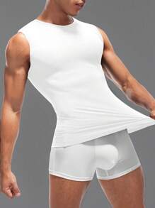 Men Solid Sleeveless Shapewear TopsShapewear Tops