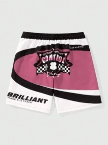 ROMWE MEN Street Life Pantalones cortos informales de carrera con cordón para hombres, adecuados para uso diario en verano - Multicolor - Ver 2