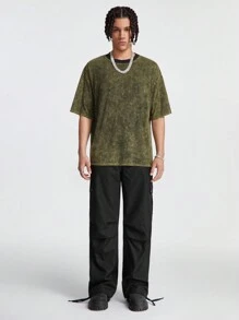 Manfinity VCAY Men's Summer Acid-Washed Round Neck Short Sleeve Casual T-Shirt - Yellow - View 6