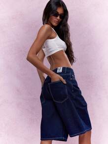 MISSGUIDED Denim Bermuda Shorts - Blue - View 2