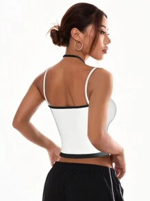 Easithlete 女士圆领短袖侧褶抽绳休闲运动 T 恤健身服 女士 T 恤 运动服上衣 健身衫 女士短袖健身健身 T 恤 女士健身吊带上衣 - 白色 - 查看 2