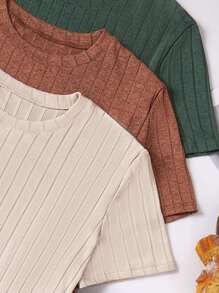 纯色圆领短袖上衣和抽绳下装，女士休闲家居服套装，2 件套，休闲装 - 彩色 - 查看 5