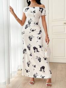 Modelyn 女士隨機印花簡約日常阿拉伯風格連衣裙