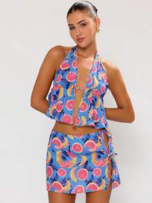 MUSERA Printed Tie Side Mini Skirt Y2k 90's Summer Party - Multicolor - View 5