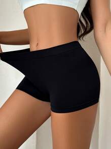 Women's Seamless Knitted Fabric Boyshorts Multicolor Plain Casual Underwear With Slight Stretch Comfort