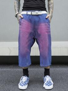 Manfinity Roghcode Men Slant Pocket Denim Shorts Without Belt - Medium Wash - View 1