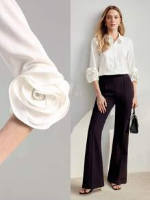 MOTF PREMIUM STEREO FLOWER DETAIL SOLID SHIRT - White - View 2