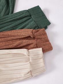 纯色圆领短袖上衣和抽绳下装，女士休闲家居服套装，2 件套，休闲装 - 彩色 - 查看 3