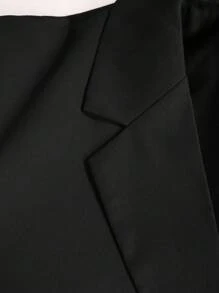 Manfinity Mode Men Solid Long Sleeve Lapel Neck Blazer & Suit Pants - Black - View 5