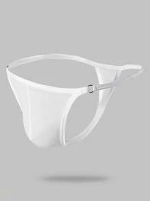 Manfinity Men's Solid Color Sexy See-Through Underwear Thong - White - View 4