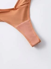 Women's Solid Color Low Rise Knitted Thong Panties