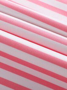 Teen Girls' Simple Stripe Pants And Sleeveless Heart Printed Vest Two Pieces Homewear Set - Multicolor - View 5