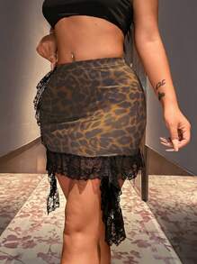 Zolique Wife Sexy Leopard Print Lace Skirt - Multicolor - View 5