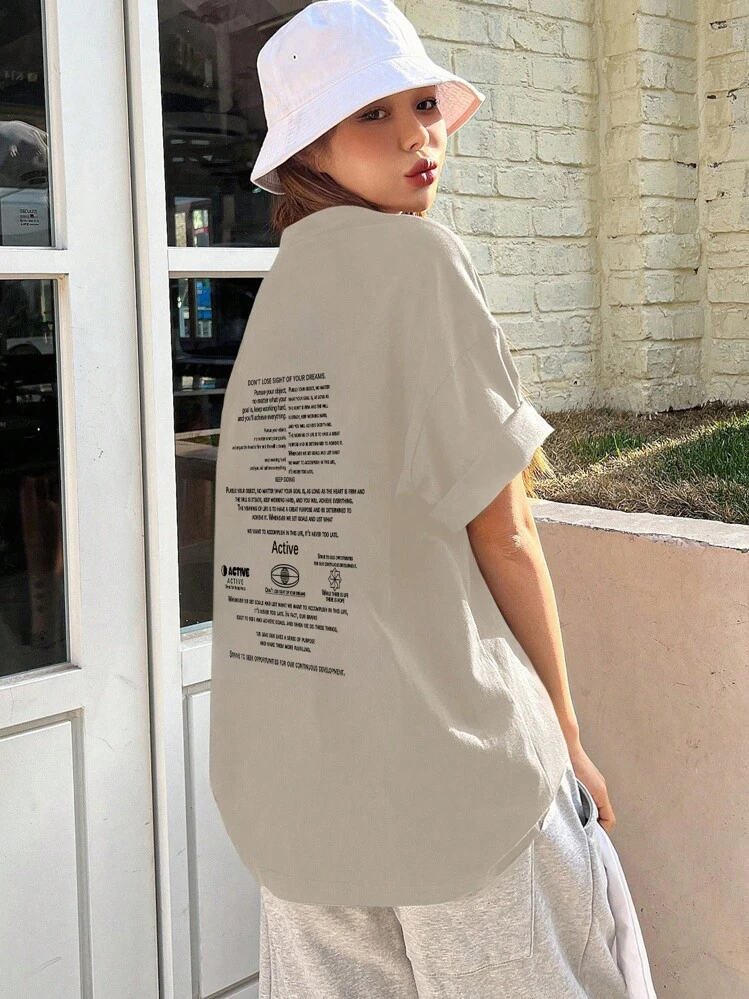 DAZY Women's Summer Casual Fit Casual T-Shirt With Slogan Print