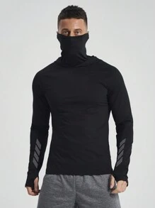 Manfinity Athleisure 男友风男士连帽纯色简约风运动户外休闲卫衣 男友风男士卫衣 返校 - 黑色 - 查看 5