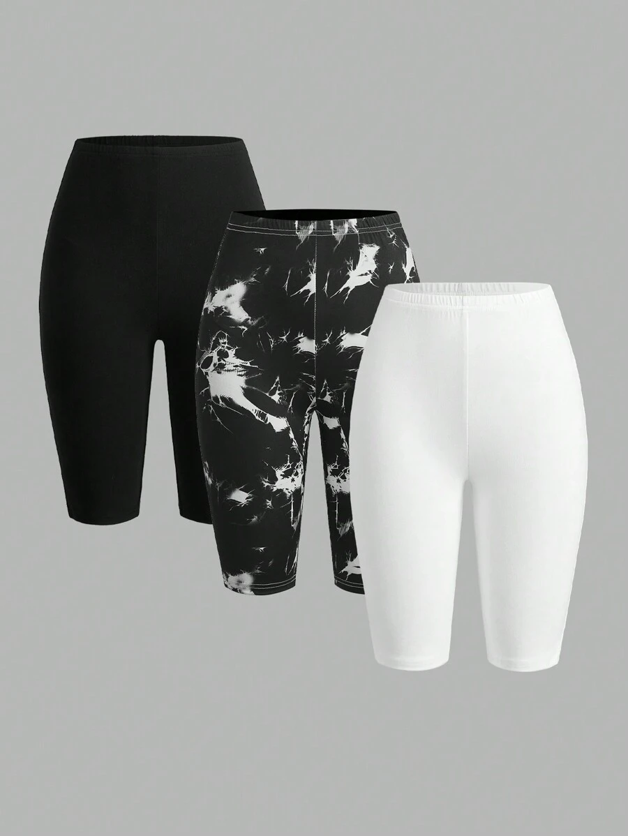 SHEIN EZwear 女士高腰簡約運動打底褲，適用於日常休閒穿著