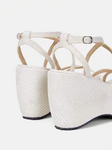 Styleloop Women's Fashion Round Toe Wedge Heel Thick Bottom Sandals - Apricot - View 5