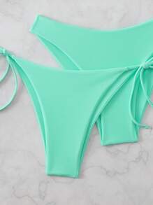 Swim Basics 3pcs Women's Solid Color Bikini Set Summer - Green - View 4