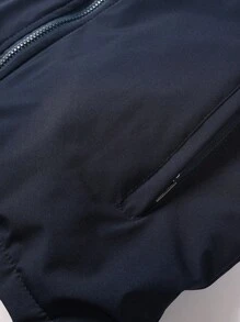 Manfinity Homme 男士立领双面蓬松拉链背心，休闲工作复古海军蓝背心，适合朋友、丈夫、男朋友的礼物，适合打高尔夫 - 藏蓝色 - 查看 4