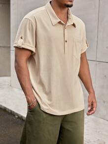 Manfinity CasualMax Vintage herenoverhemd met korte mouwen, grote maten, knoopsluiting, kraag en zak, vrijetijdskleding