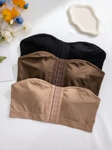 Áo ngực không dây có khóa phía trước cỡ lớn dành cho nữ (3 cái/bộ) - Nhiều màu - Xem 3