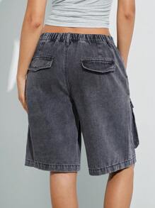 WESTFADE Premium Non-Stretch Cotton Denim Cargo Shorts - Grey - View 2