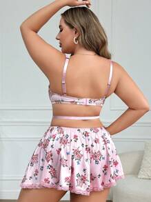 Conjunto de lencería sexy con aros de talla grande de 3 piezas/Set
