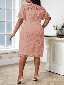 SHEIN Lady Elegant Plus Size Women's Summer Clothes, Exquisite Vacation Dress - Pink - View 2