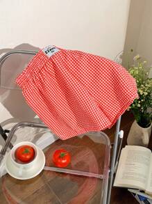 Comfortcana Quần short thun in họa tiết kẻ sọc cho nữ mùa hè thông thường - Đỏ - Xem 1