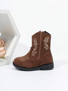 26款春季西部牛仔靴，新款耐穿、保暖、舒适的平底西部牛仔风格婴儿靴 - 棕色 - 查看 2
