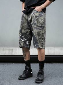 Manfinity LEGND Men Slant Pocket Graphic Print Denim Shorts - Multicolor - View 6