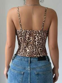 Rafferiza Áo cánh ren thắt nơ phía trước họa tiết da báo và hoa cho nữ Áo phông họa tiết da báo cho nữ - Nhiều màu - Xem 2