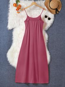 INAWLY Solid Color Simple Daily Women's Cami Dress - Dusty Pink - View 2