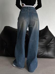 DAZY Women's Solid Color Simple Daily Wear Jeans,Baggy Jeans - Medium Wash - View 4