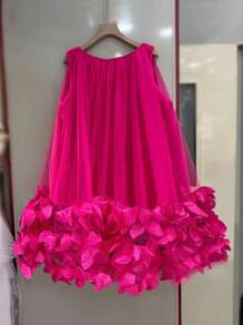 Breezaya Ärmellose Swing-Bluse mit rundem Ausschnitt, Mesh und floraler Applikation - Pink - Übersicht 7