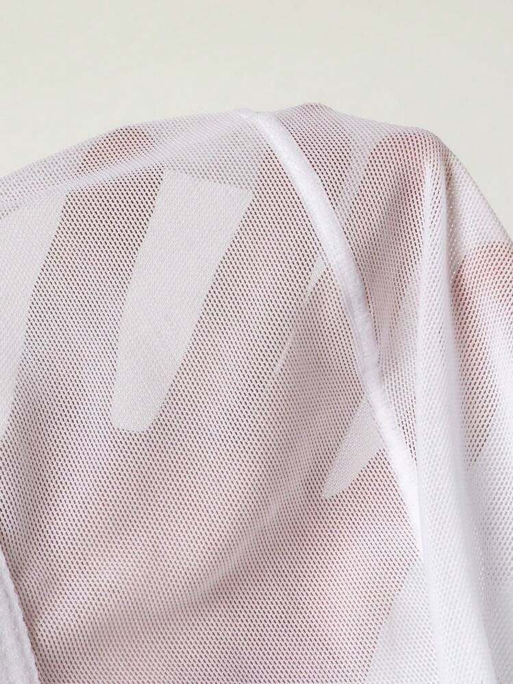 Manfinity 男士純色性感透視三角褲 - 白色 - 查看 7