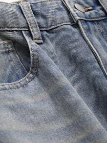 DAZY 斜口袋寬腳牛仔褲 - 中等水洗藍 - 查看 8