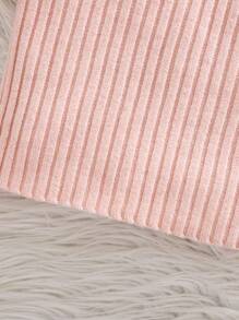 SHEIN Cute Baby Girl's Solid Color Sleeveless Knitted Dress And Cardigan Set, Fall/Winter - Pink - View 9