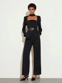 CUCCOO BIZCHIC Black High Heels Shoes With Pointed Toe And Hollow Out Heels, Featuring Rhinestone Buckles For Summer Graduation Heels Prom Heels Vacation Shoes Summer Elegant Heels