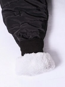 SHEIN Teen Girls Casual Simple Style Urban Fleece Jacket Coat With Warm Padding