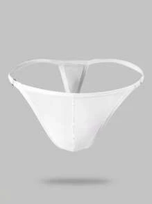 Manfinity Men's Solid Color Sexy See-Through Underwear Thong - White - View 1